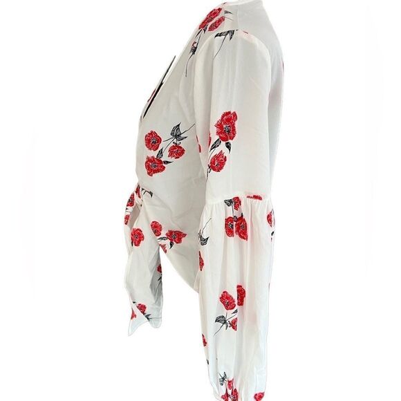 Society Amuse ivory floral print knot tie front top size M. - Picture 3 of 7